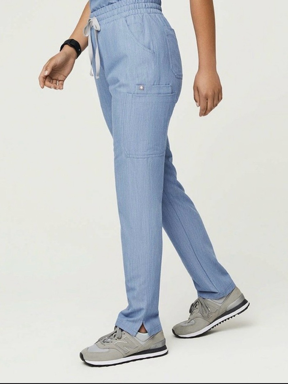 FIGS Yola Skinny Scrub Pants Heather Indigo Blue High Waisted XS 11 Pocket